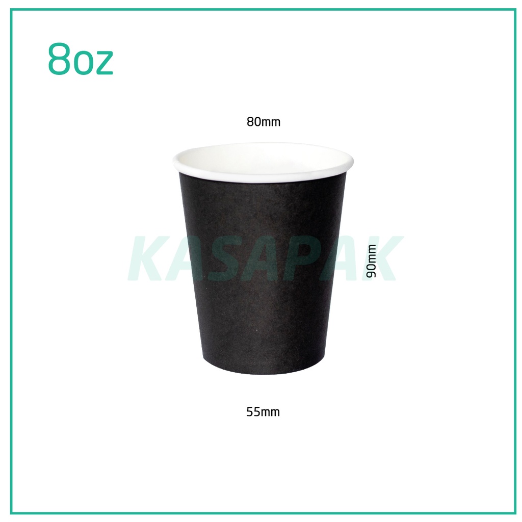 8oz Single Wall Black Paper Cup 1000/ctn | KASAPAK